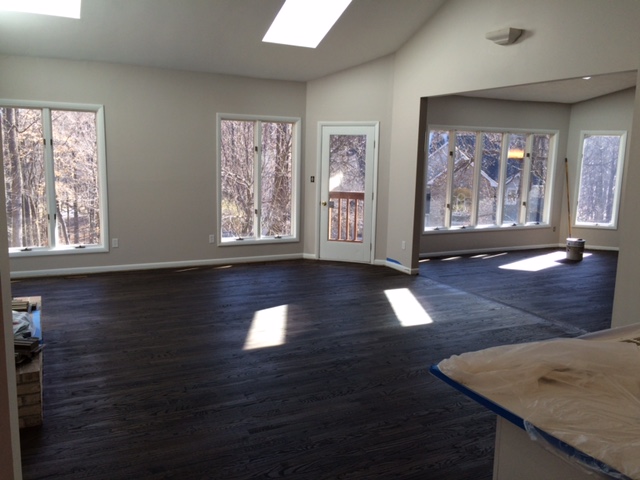 Dark hardwood floors refinished on The Greenspring Home blog