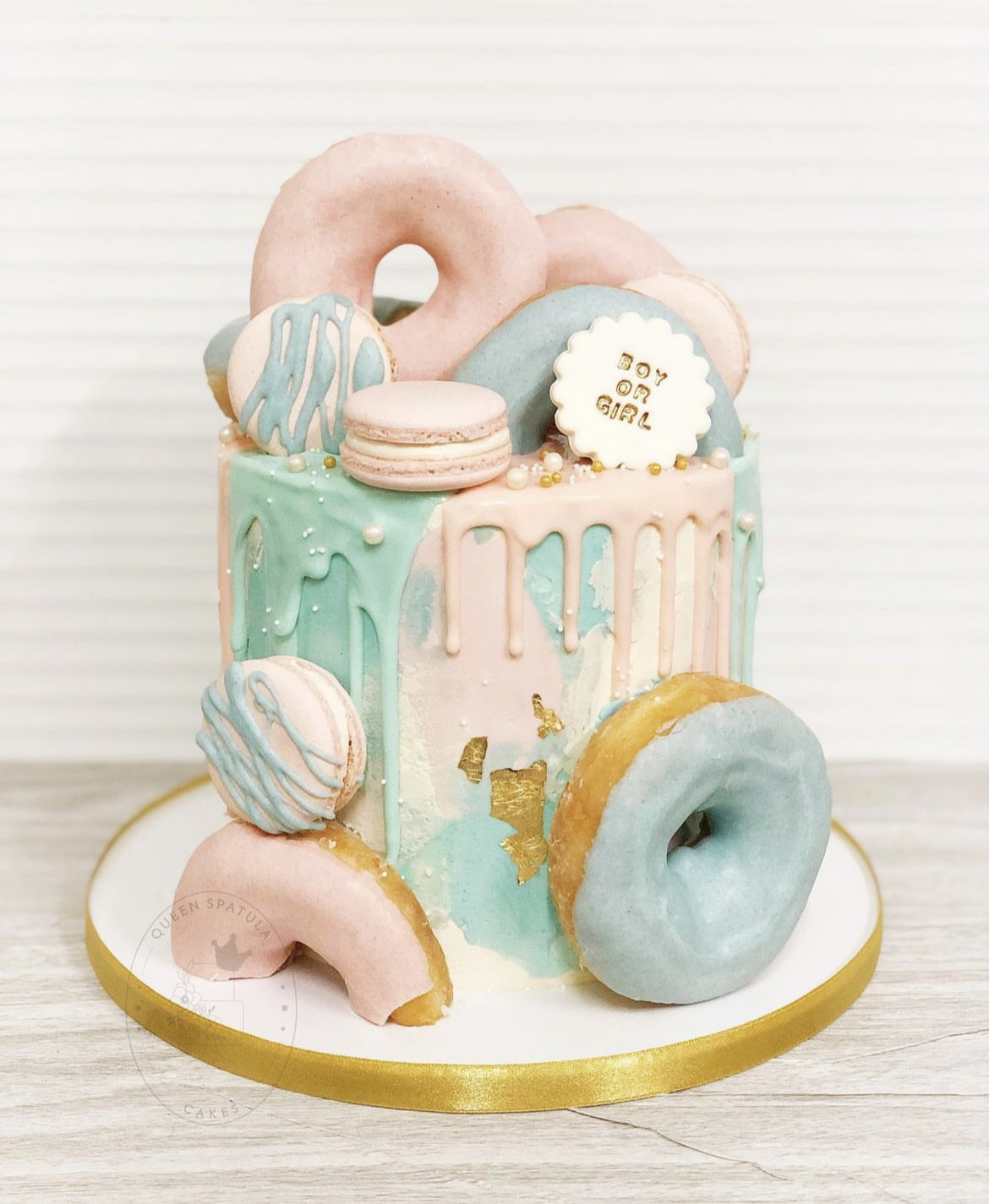 pastel gender reveal cake