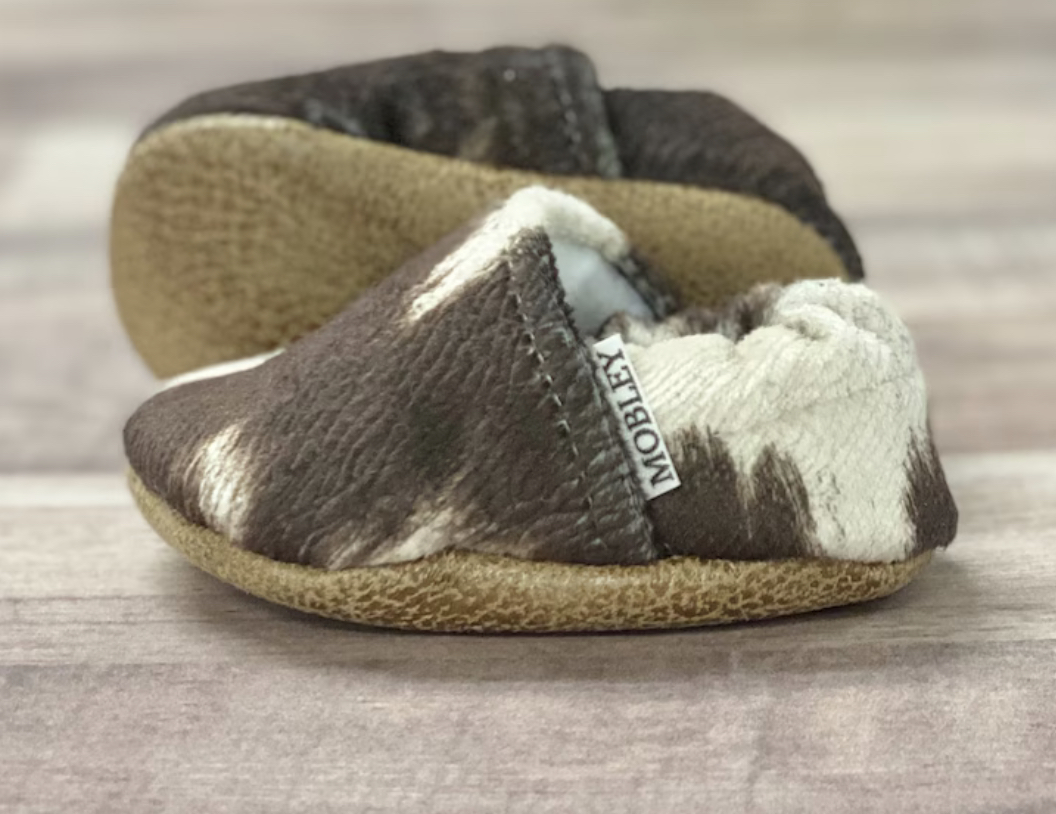 cowhide baby moccasins