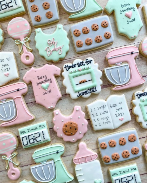 bun in the oven baby shower theme cookies