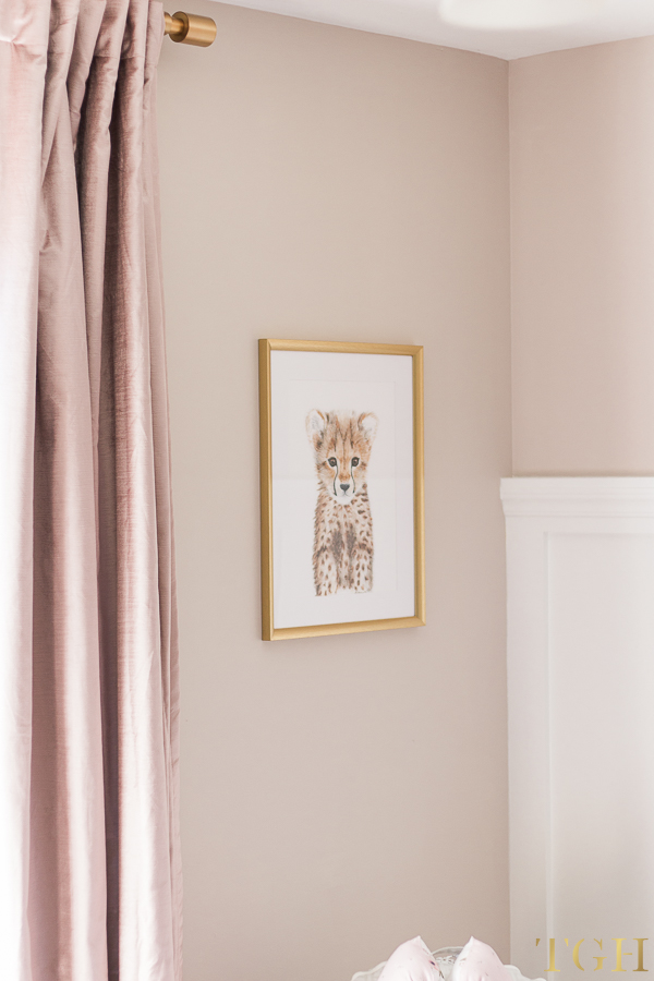 Blush Pink Velvet Curtains with Baby Animal Safari Prints