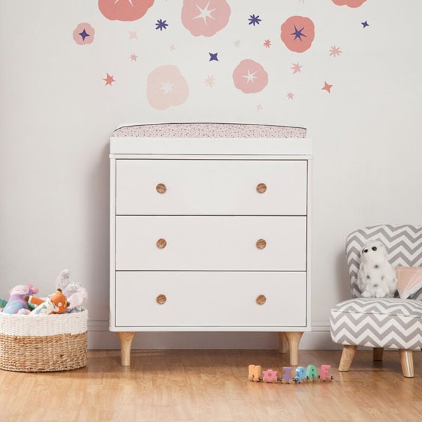 Small Space White Nursery Dresser and Changing Table