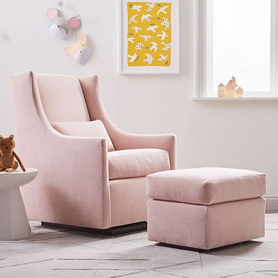 Pink Velvet Nursery Glider