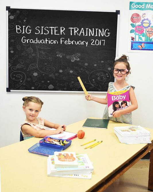 big sister training camp to tell everyone you're pregnant