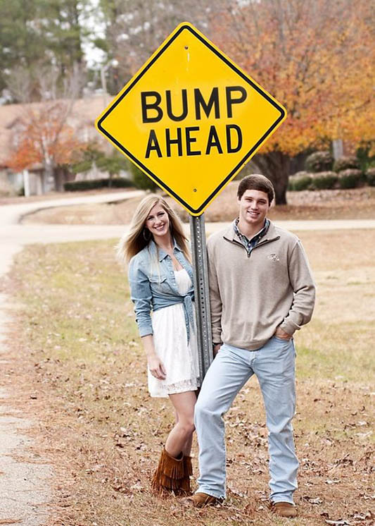 bump ahead cute pregnancy announcement idea