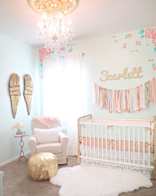 fabric garland over crib baby room
