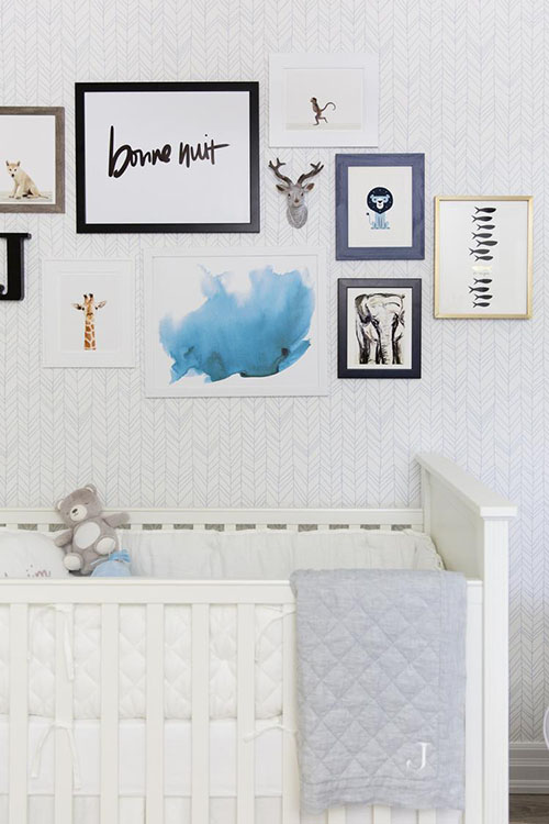 gallery wall over baby crib