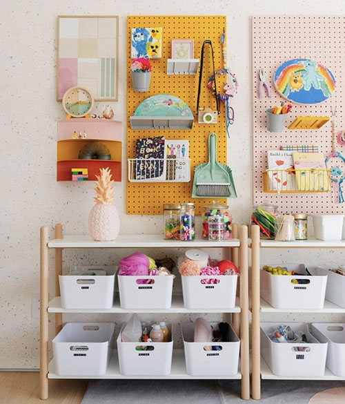 peg board toy storage