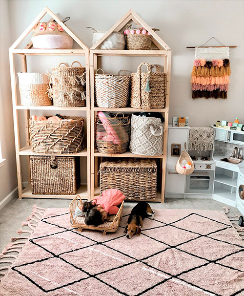 raised storage solution for small spaces in kids play area