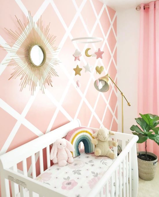 stencil nursery accent wall