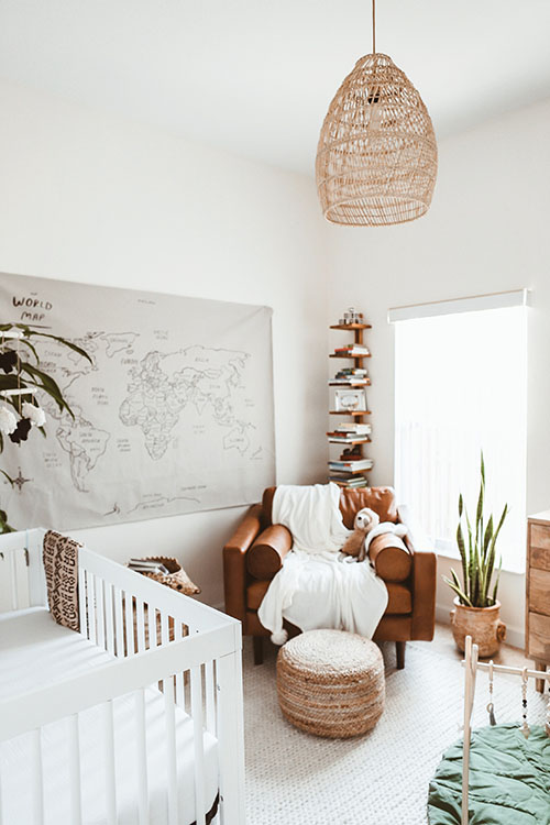 woven pendant lighting in baby nursery